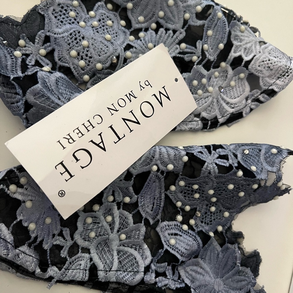Montage by Mon Cheri Black and Gray Lace Dress